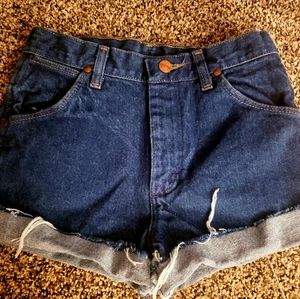Vintage High-Waist Dark Wash Wrangler Jean Shorts